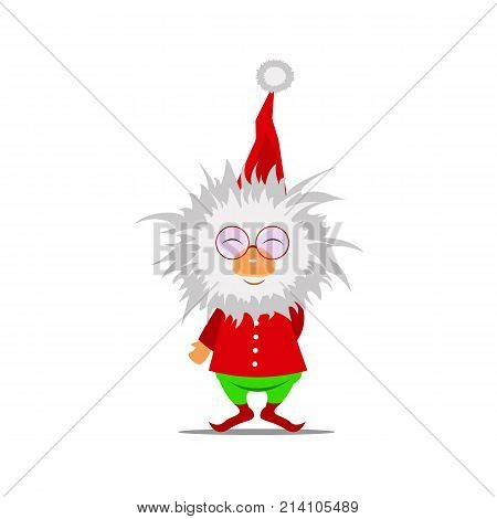 Cute little Christmas elf vector illustration. Cute gnome.Vector flat christmas santa claus elf character. Elf Christmas.