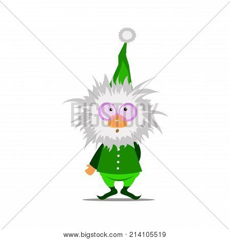 Cute little Christmas elf vector illustration. Cute gnome.Vector flat christmas santa claus elf character. Elf Christmas.