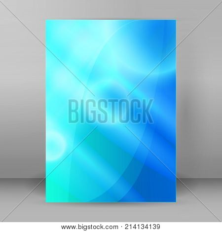 Advertising flyer party design elements. Blue gradient blurry background with elegant graphic blur bright light circles. Fun illustration for template brochure layout leaflet cafe menu card