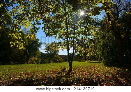 Beautiful fall landscape of Hingham Worlds end
