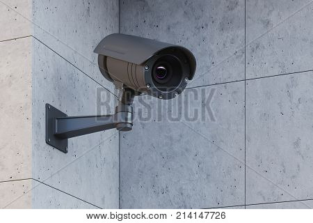 Gray Cctv Camera On A Gray Wall