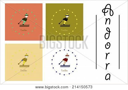 assembly of flat icons on theme of Andorra Escaldes