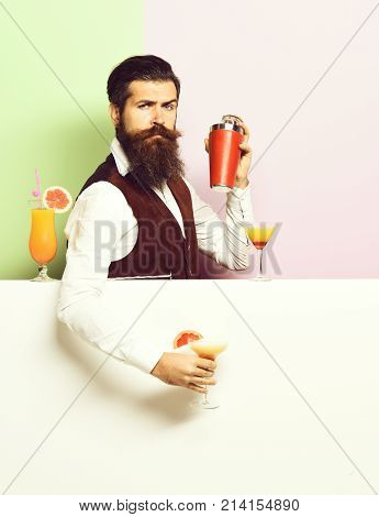 Serious Handsome Bearded Barman