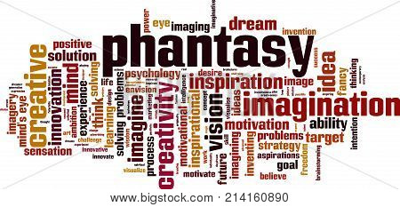 Phantasy word cloud concept. Vector illustration on white