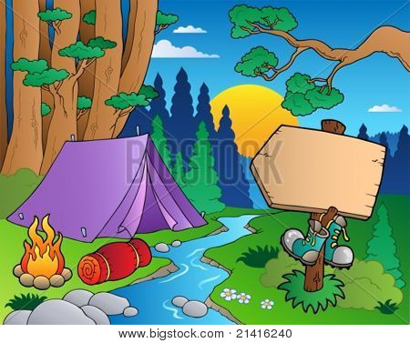 Cartone animato paesaggio della foresta 6 - illustrazione vettoriale.