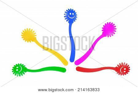 Plastic Color Pasta Servers on White Background