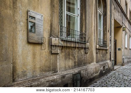 Ancient House for Talmud studies in the jewish district kazimeirz in Krakow Poland September 16 2017
