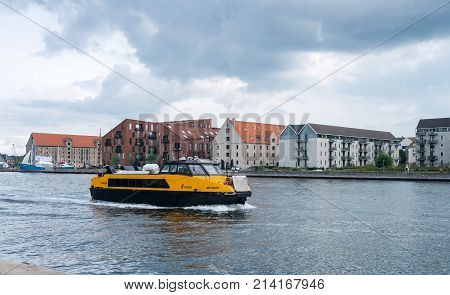 COPENHAGEN, DENMARK - SEPTEMBER 18: Movia Havnebus on September 18, 2017 in Copenhagen. Movia was created on 1 Jan 2007.