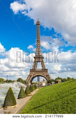 Eiffel Tower Most Visited Monument In France And The Most Famous Symbol Of Paris In A Summer Day
