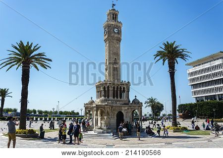 Izmir Turkey - Jully 08 2017: The tower is built in the Ottoman architectural style.symbol of izmir