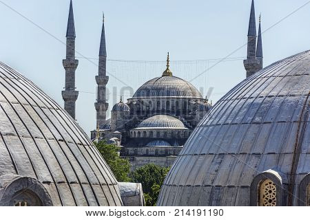 Ayasofya Dome And Sultanahmet Mosque. Istanbul - Tukey
