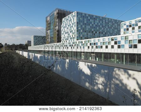 The Hague Netherlands - July 5 2016: The new 2016 opened International Criminal Court building located at the dunes.