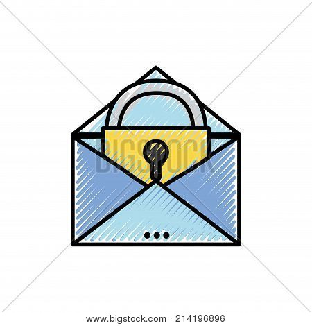 grated e-mail mesage with padlock insite to security information vector illustration