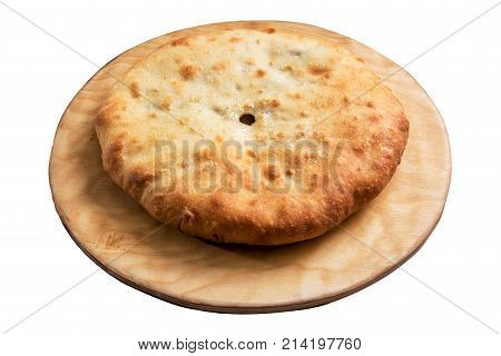 georgian khachapuri megruli with cheese isolated on a white background