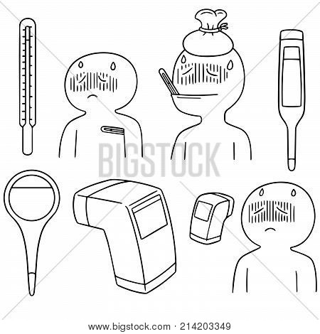 vector set of thermometer hand drawn cartoon