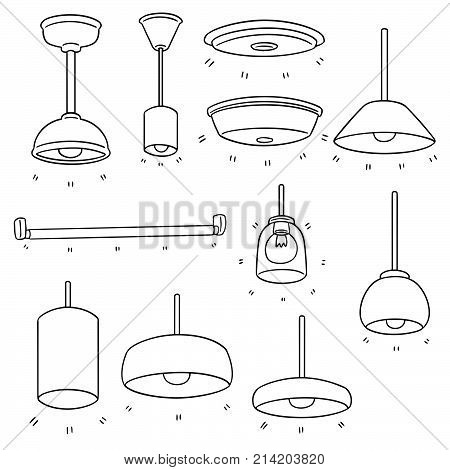 vector set of ceiling lamp hand drawn cartoon