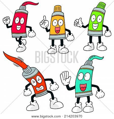vector set of color tube hand drawn cartoon