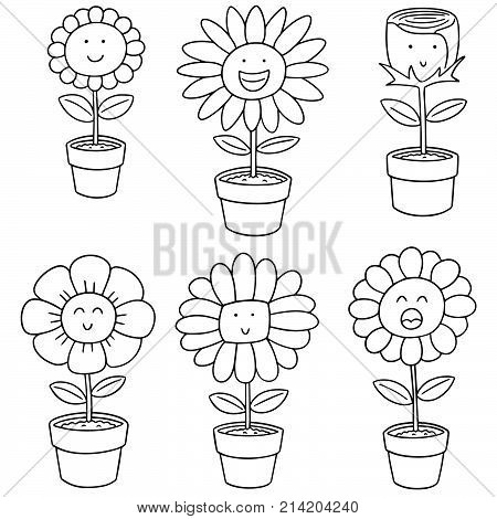 vector set of flower hand drawn cartoon