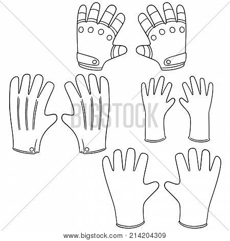 vector set of gloves hand drawn cartoon