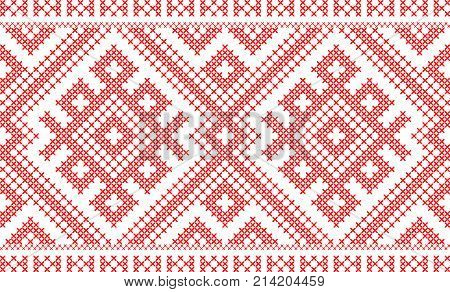 traditional Russian and slavic ornament embroidered cross-stitch.