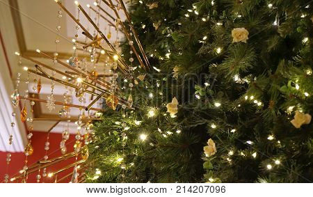 Sydney Australia - November 03 2017: It is always a yearly Queen Victoria Building tradition to put up the Swarovski Christmas tree every Christmas.