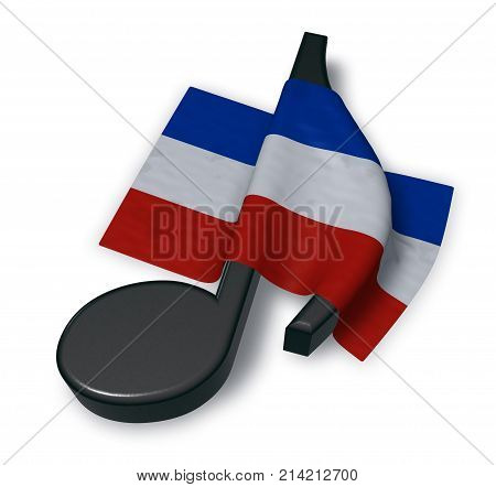 music note symbol and flag of schleswig-holstein - 3d rendering
