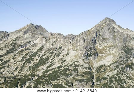 Mount Momin Yard and Mount Djangala from Mount Sivria (Ostrets) in Pirin National Park Bulgaria