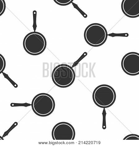 Frying pan icon seamless pattern on white background. Flat design. Vector Illustration