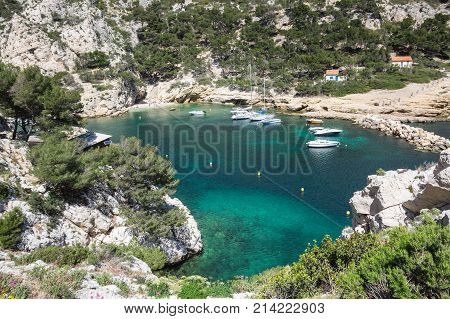 The Calanque de Morgiou one of the biggest calanques located between Marseille and Cassis France
