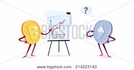 Bitcoin And Etherum With A Flipchart.