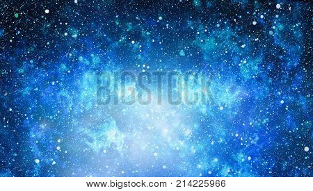 Deep space background with stardust and shining star. Milky way cosmic background. Star dust and pixie dust glitter space backdrop. Space stars and planet conceptual image.