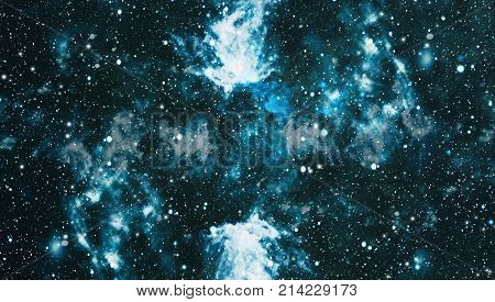 Panoramic looking into deep space. Dark night sky full of stars. The nebula in outer space.