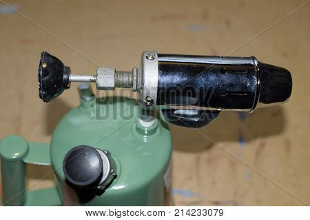 Blowtorch, General View. Blowtorch A With A Green Tank