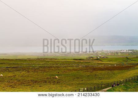Beautiful landscape at the famous Cliffs of Moher and O'Brien's Tower in Co. Clare Europe ireland