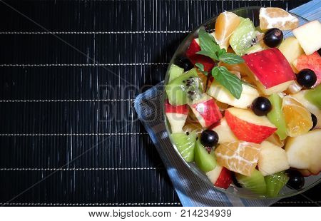 Fruit Salad On A Dark Background