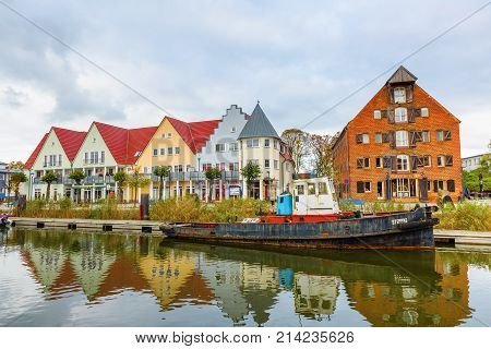 View At The City Harbor Of Wolgast, Germany
