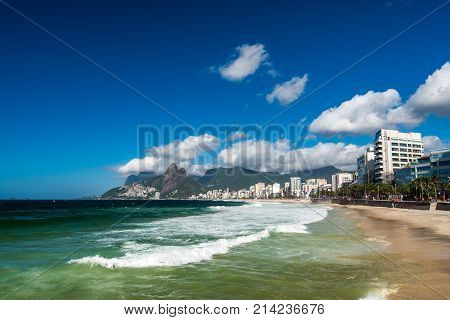 Waves in the Ocean at Arpoador Beach in Rio de Janeiro, Brazil