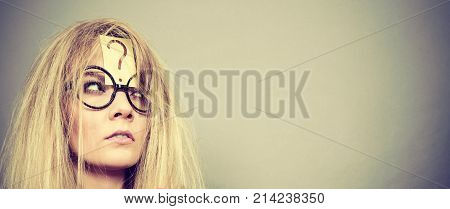 Tired Crazy Woman After Intensive Thinking