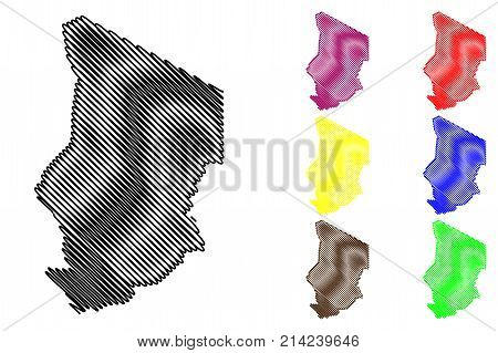 Chad map vector illustration , scribble sketch Chad