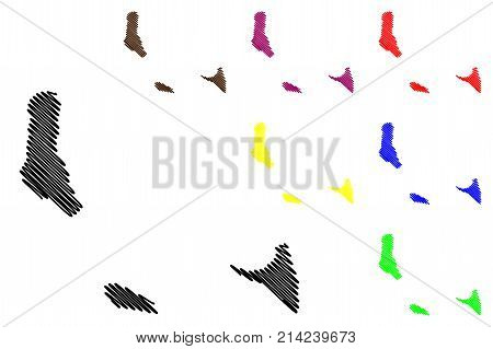 Comoros map vector illustration , scribble sketch Union of the Comoros