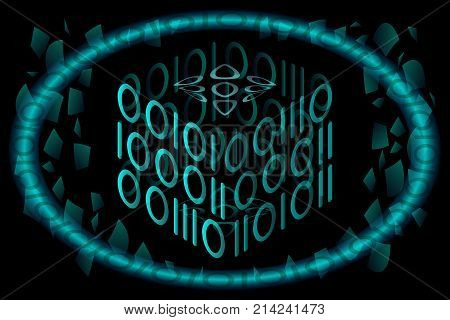 Binary code blue vector illustration - cryptocurrency technology concept background