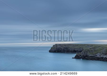Stunning, Vibrant Sunrise Landscape Image Of Barafundle Bay On Pembrokeshire Coast In Wales