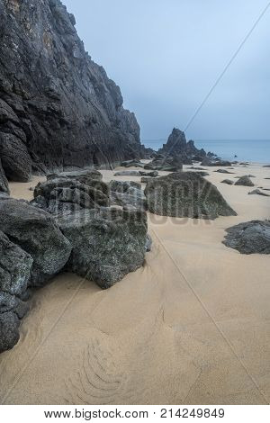 Stunning, Vibrant Sunrise Landscape Image Of Barafundle Bay On Pembrokeshire Coast In Wales
