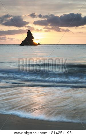 Beautiful Sunrise Landsdcape Of Idyllic Broadhaven Bay Beach On Pembrokeshire Coast In Wales