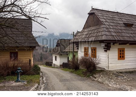 Old loq-cabins in open-air-museum in Vlkolinec near Ruzomberok