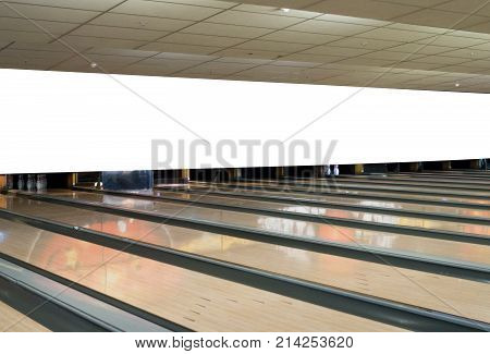 Mock up. Big blank billboard in the bowling hall.