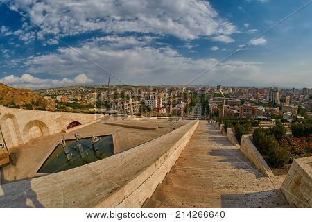 Cascade Staircase on a Hill in Erevan, the capital of Armenia