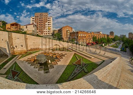 Cascade Staircase on a Hill in Erevan, the capital of Armenia