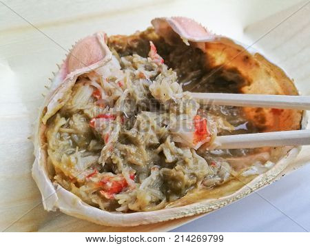 Fresh grilled Kanimiso crab meat Japanese style