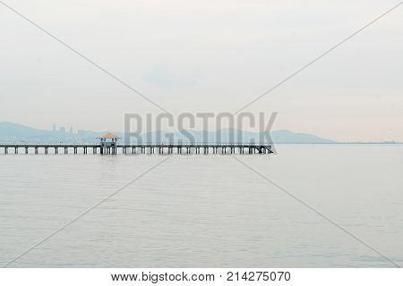 Seacoast skyline nautral landscape background walk way in the ocean